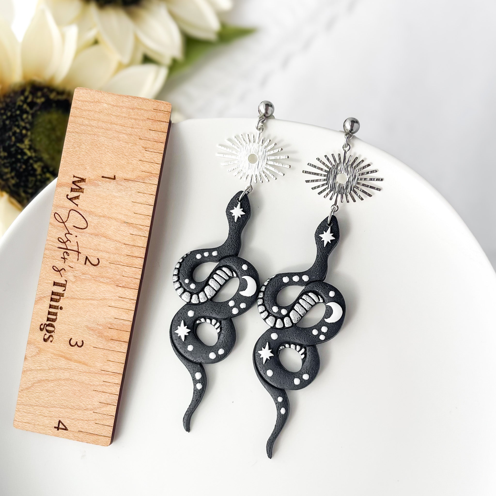 Bold Handmade Black Snake Earrings | Unique Edgy Statement Jewelry | Boho Chic Clip-On Earrings Option