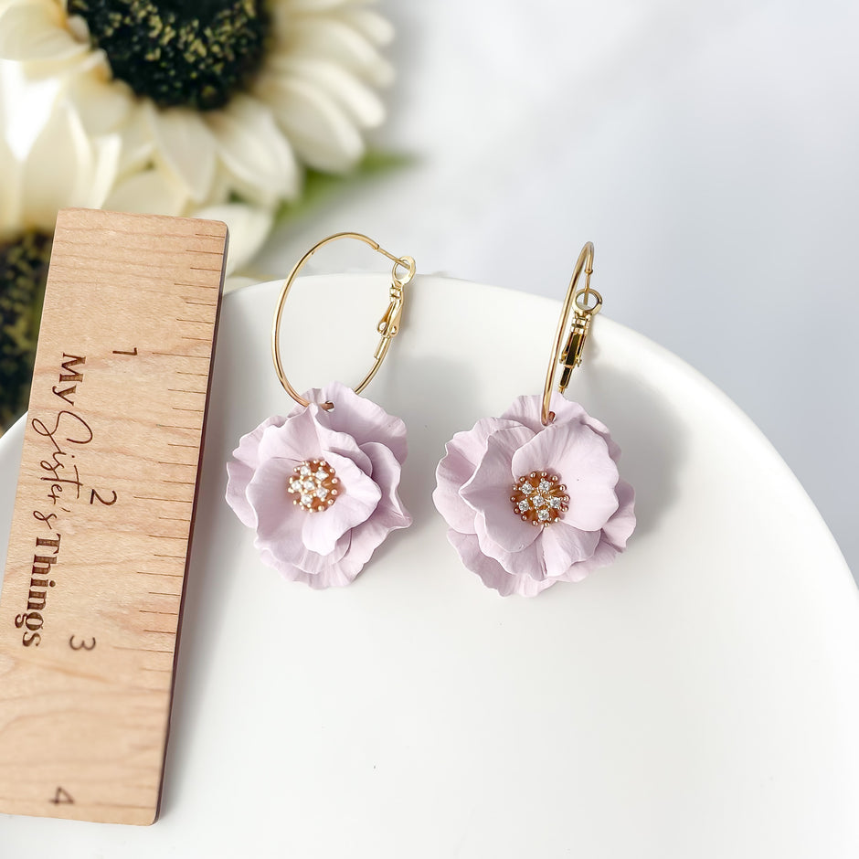 Pink Large Flower Statement Earrings | Lightweight Polymer Clay | Clip-On Earrings Option