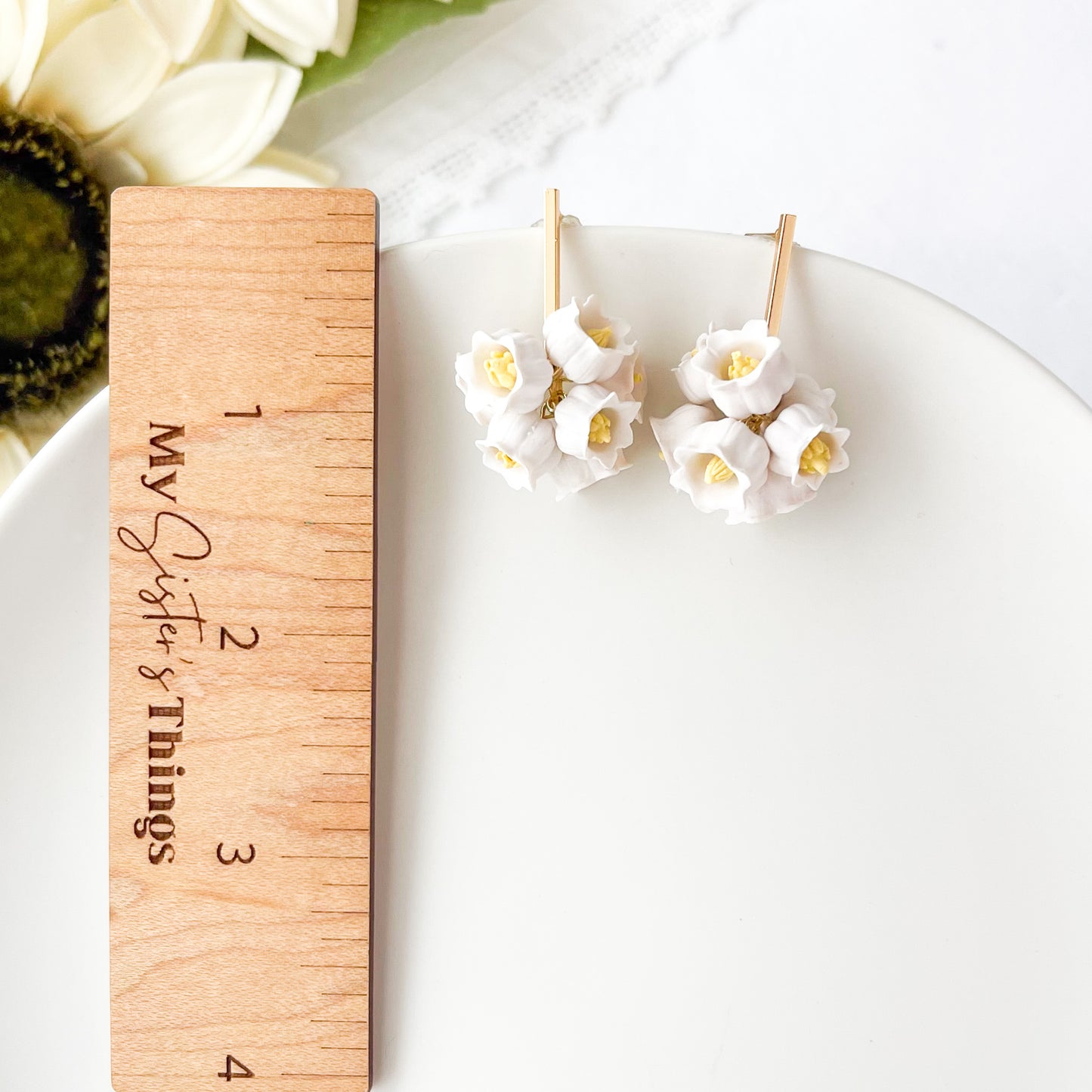 Lily Of The Valley Earrings, Statement Floral Polymer Clay Jewelry, Handmade Whimsical Gift For Her, Lightweight Bridal Jewelry