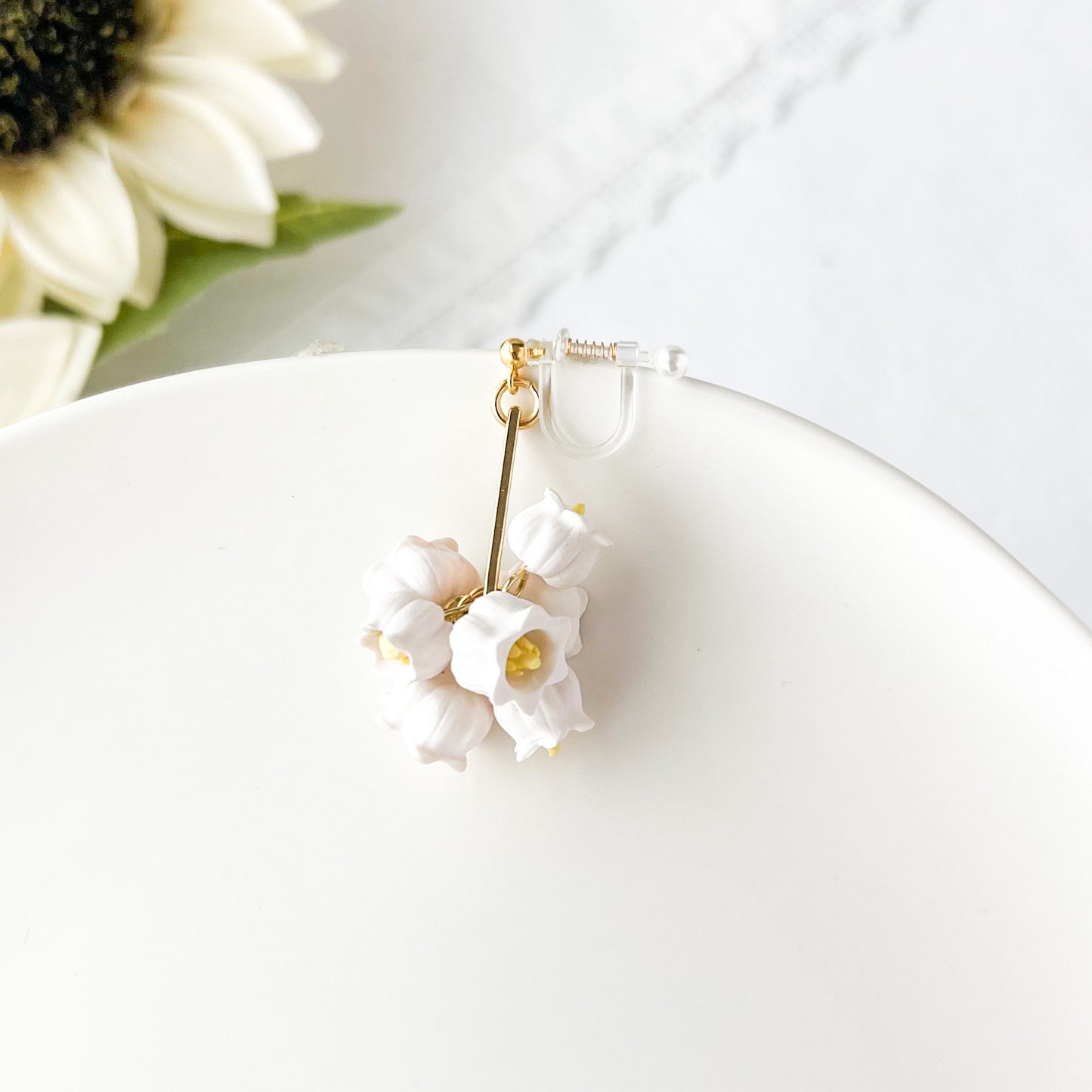 Lily Of The Valley Earrings, Statement Floral Polymer Clay Jewelry, Handmade Whimsical Gift For Her, Lightweight Bridal Jewelry