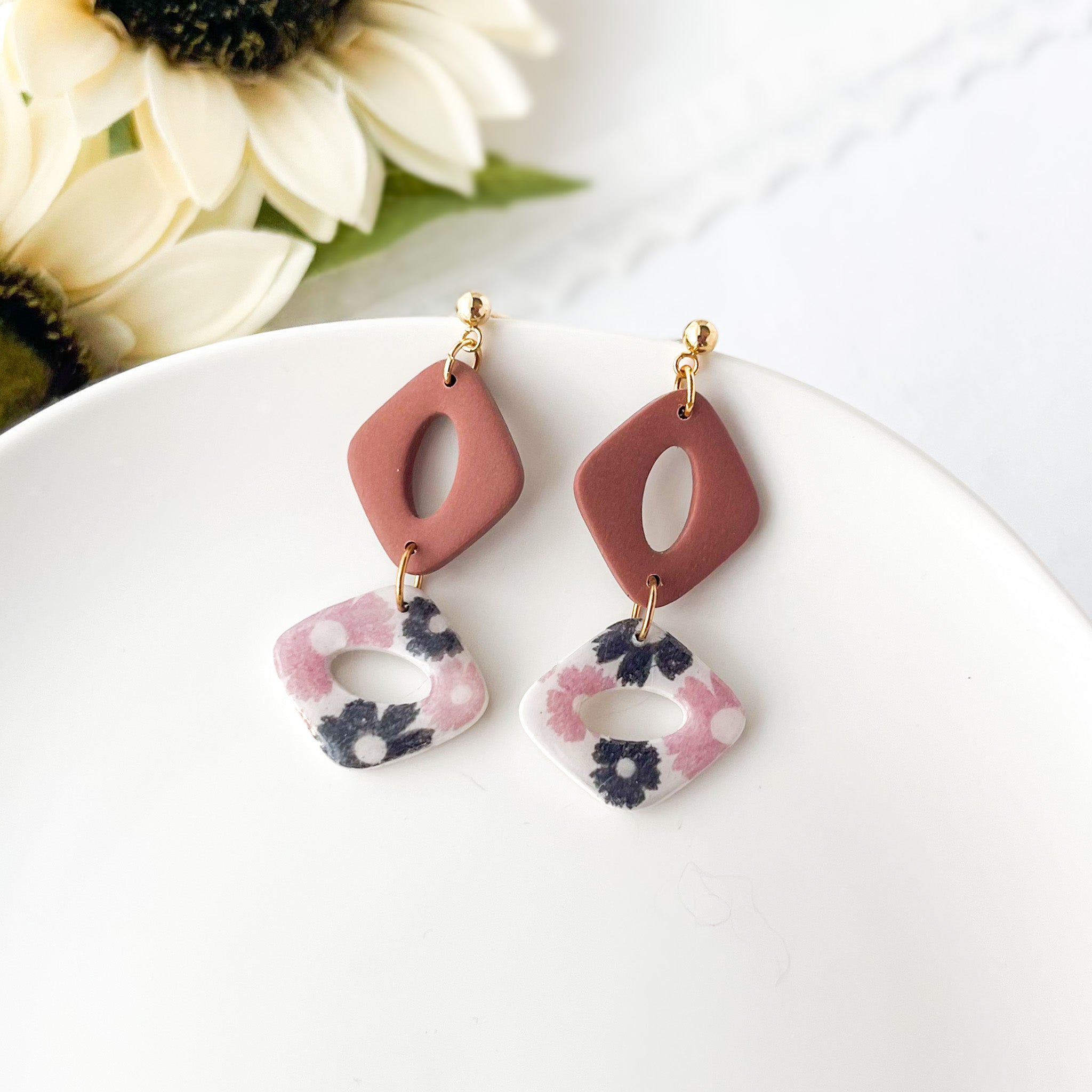 Hypoallergenic Polymer Clay Earrings | Lightweight Jewelry For Women | Boho Chic Dangle Earrings