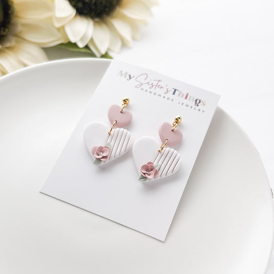 Delicate Handmade Heart Huggie Earrings | Unique Polymer Clay Statement Earrings | Boho Chic & Hypoallergenic | Artisan Fashion Jewelry