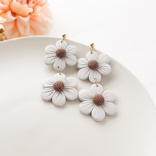 Boho Daisy Dangle Earrings | Unique Handmade Statement Jewelry | Boho Bohemian Chic Designs | Edgy