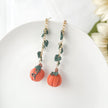 Boho Pumpkin Dangle Earrings: Lightweight Fall Accessories, Halloween Polymer Clay Jewelry, Autumn Clip-On Earring Option