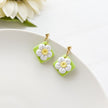 Handmade White Daisy Pastel Earrings | Statement Polymer Clay Jewelry | Cute, Trendy Earrings