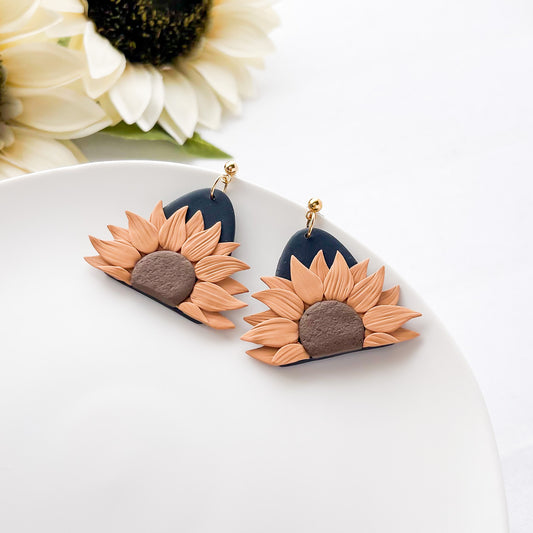 Edgy Handmade Sunflower Hoop Earrings | Unique Artisan-Made Statement Jewelry | Boho Chic, Bold & Trendy Designs