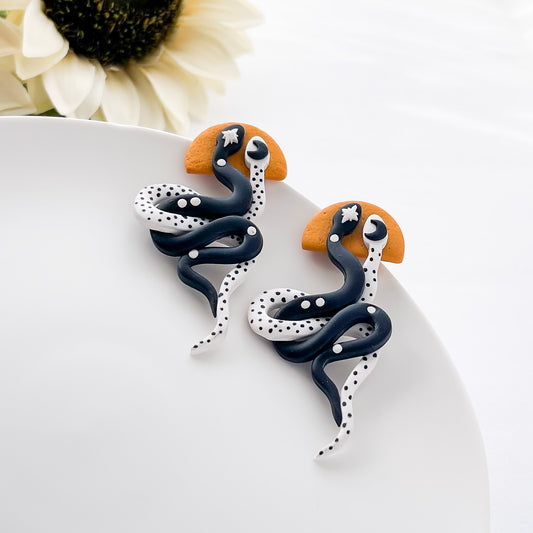 Edgy Handmade Dueling Snake Earrings | Unique Boho Chic Statement Jewelry for Bold Fashion Lovers
