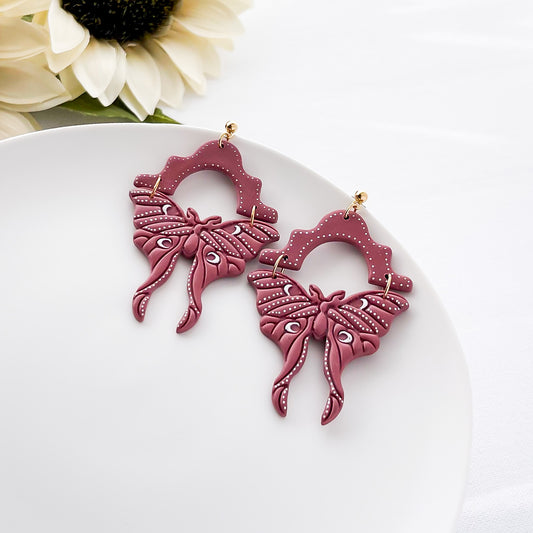 Rusty Moth Edgy Handmade Statement Earrings | Unique Artisan Metal & Polymer Clay Design | Trendy Boho Chic Jewelry for Bold Women
