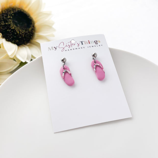 Handmade Flip Flop Earrings | Lightweight Summer Jewelry | Hypoallergenic Polymer Clay Earrings