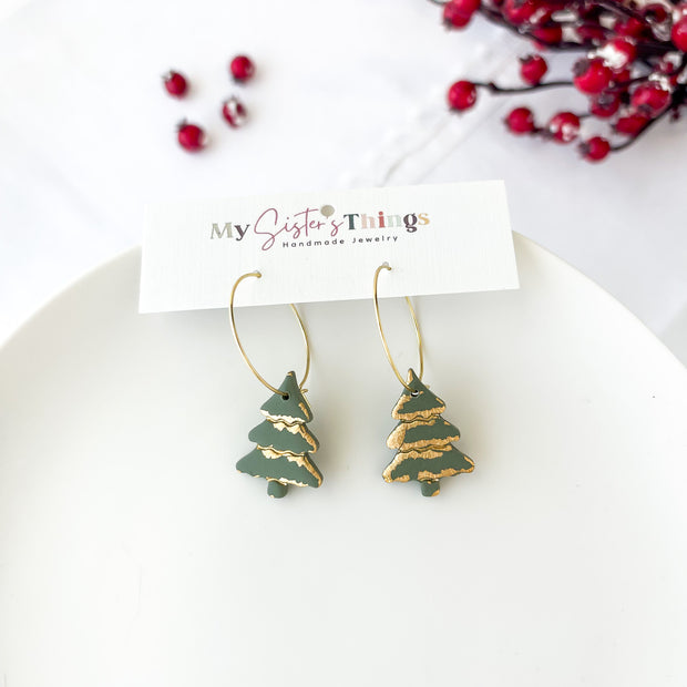 Christmas Tree Christmas Earrings: Clay Jewelry, Handmade Hypoallergenic Earrings
