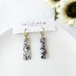 Marbled Dangles Huggie Earrings | Lightweight Polymer Clay Jewelry| Surgical Steel Hypoallergenic | Clip-On Option