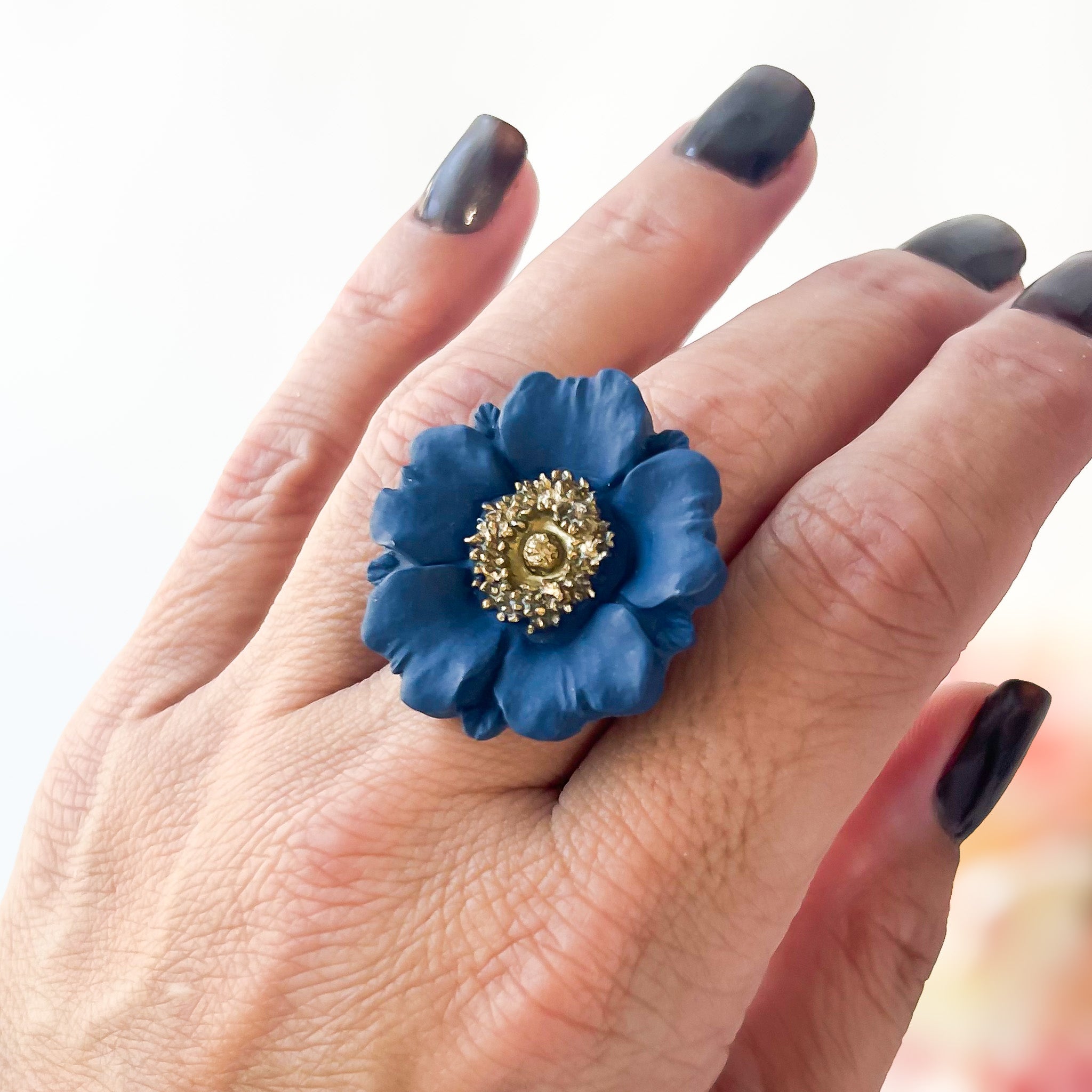 Poppy Floral Ring (Adjustable)