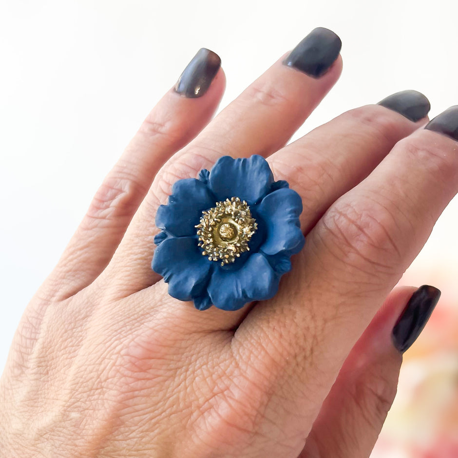 Poppy Floral Ring (Adjustable)