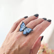 Blue Monarch Butterfly Ring