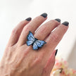 Blue Monarch Butterfly Ring