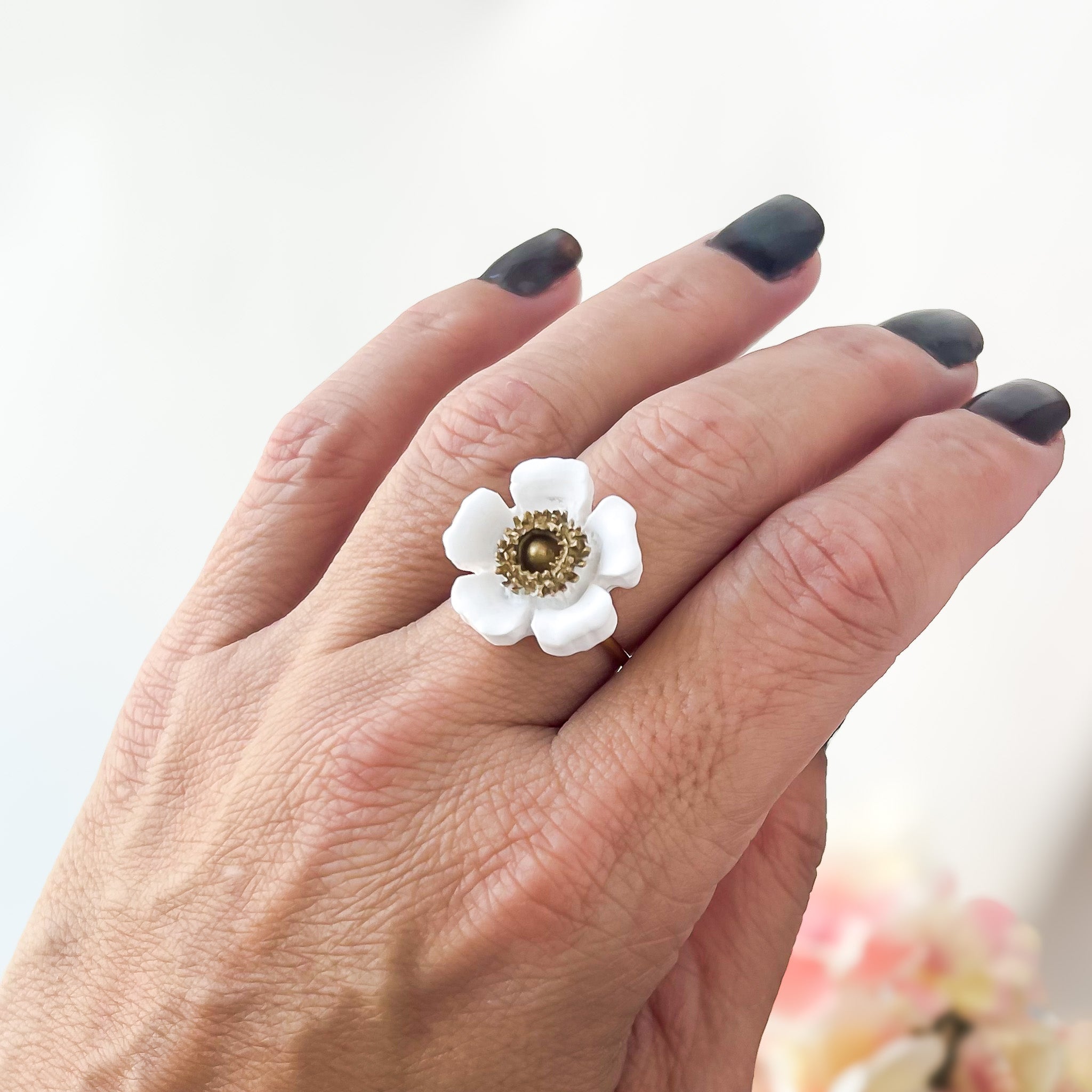 Posey Floral Ring (Multiple Sizes)(Adjustable)