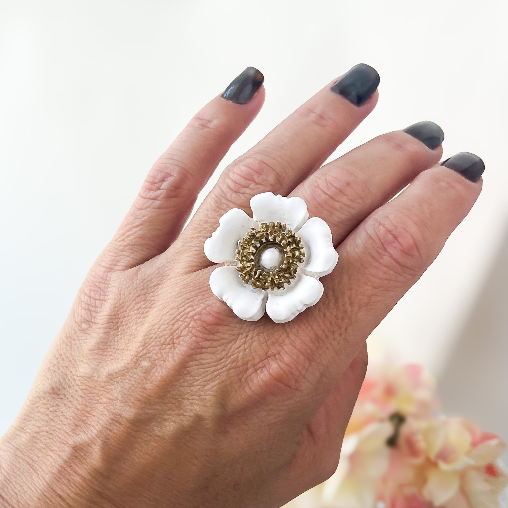 Posey Floral Ring (Multiple Sizes)(Adjustable)