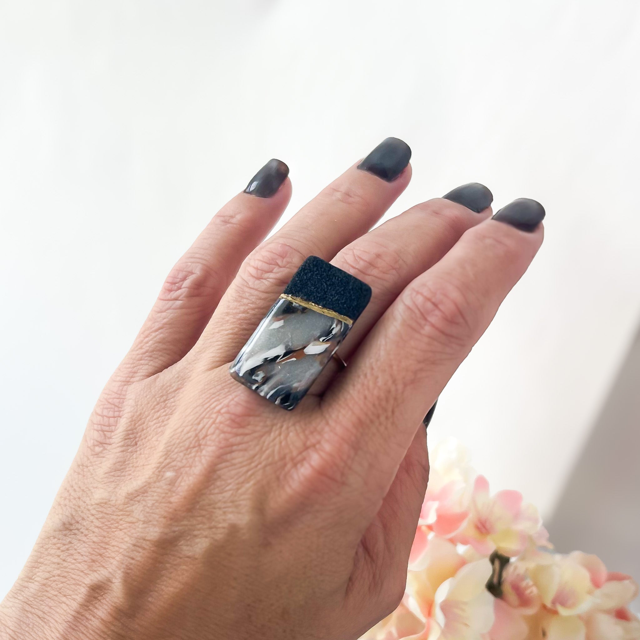 Marbled Statement Ring