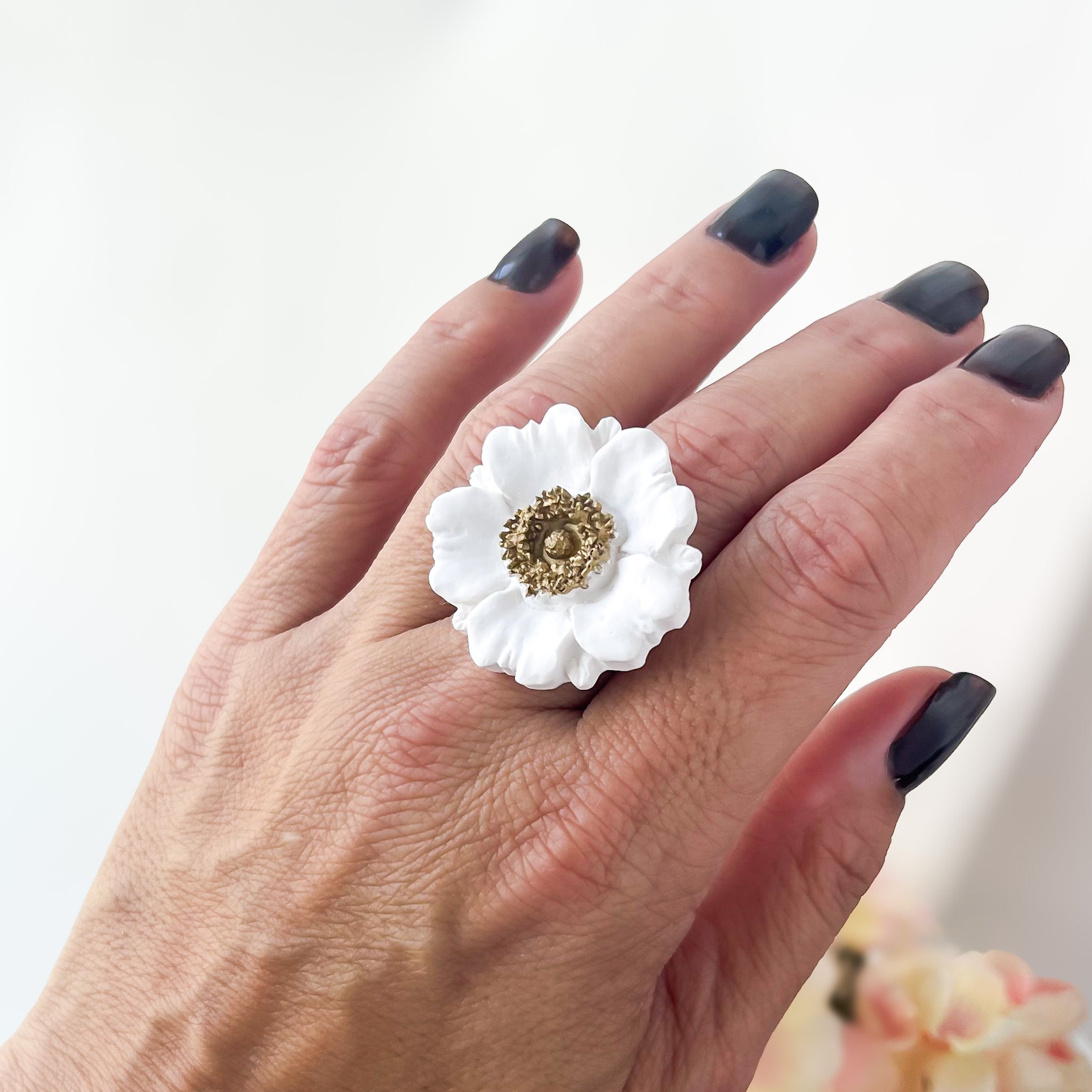 Poppy Floral Ring (Adjustable)