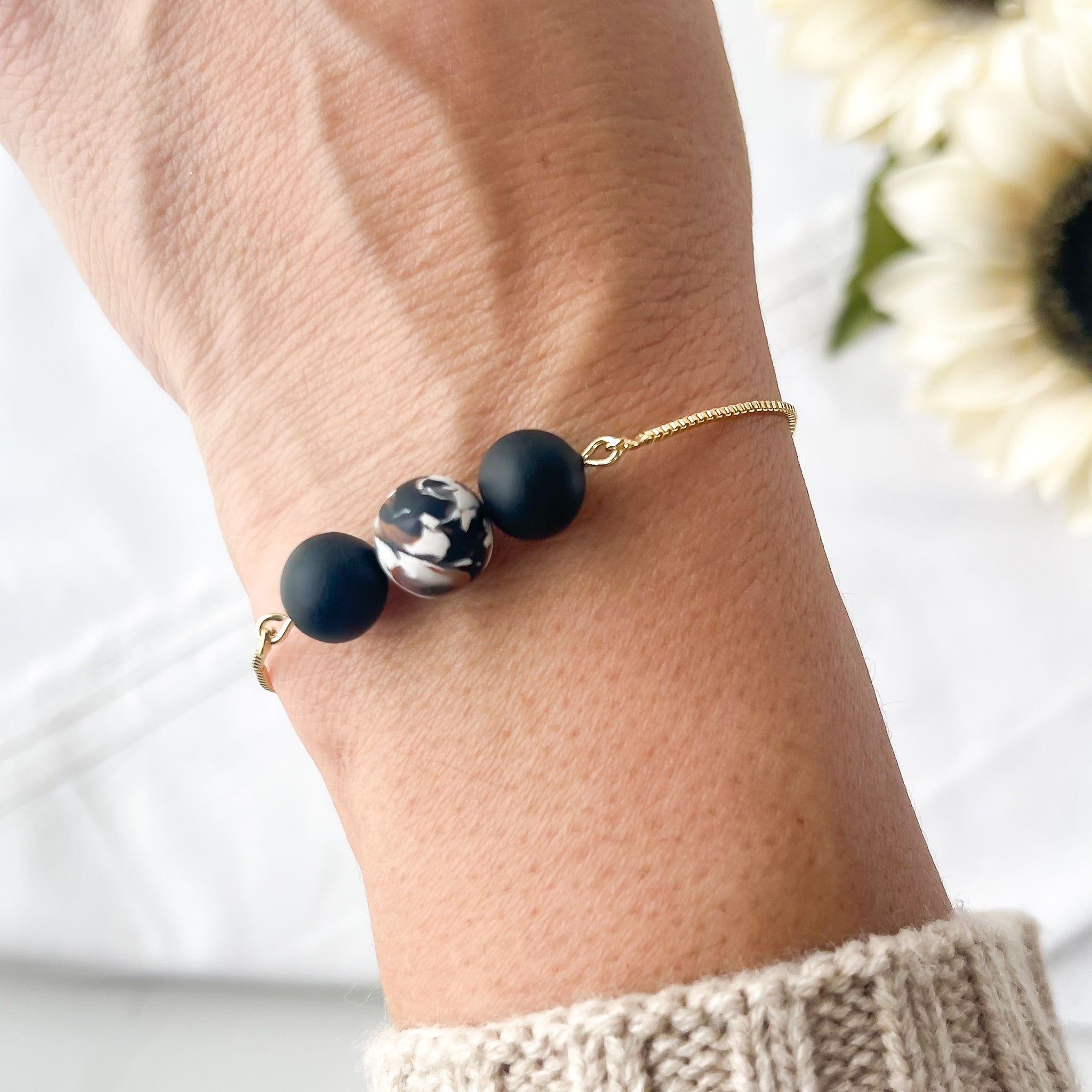 Polymer Clay Bead Gold Filled Slider Bracelet