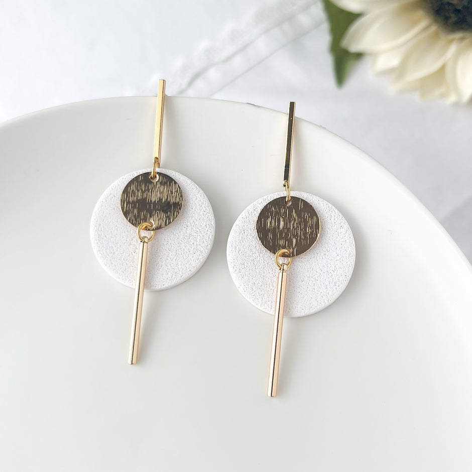 Modern Dangle Earrings | Handmade Polymer Clay Jewelry | Geometric Clip-On Earrings