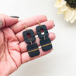 Black Modern Dangle Earrings | Handmade Polymer Clay Jewelry | Geometric Clip-On Earrings