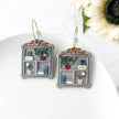 Handcrafted Vintage Bookshelf Hoops | Unique Handmade Statement Earrings | Trendy Boho Chic Artisan Jewelry | Clip-On Earring Option