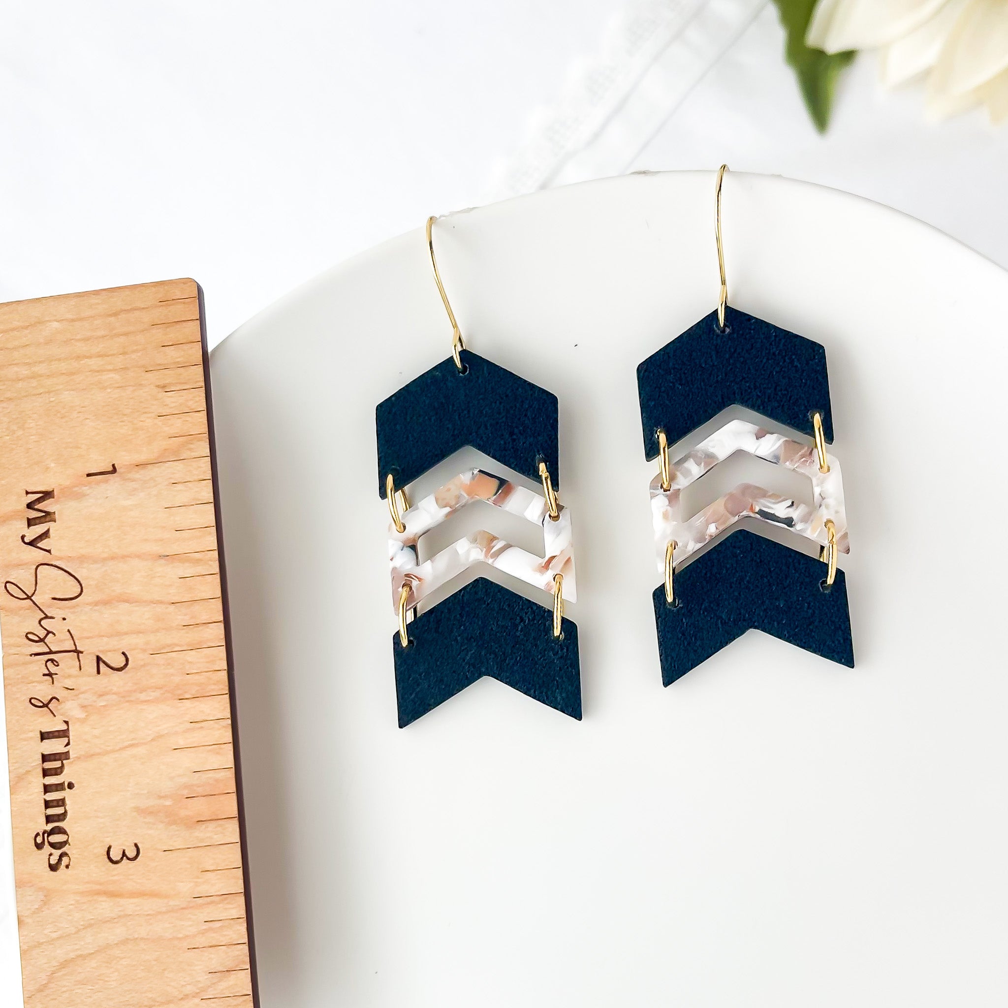 Neutral Marbled Dangle Earrings | Boho Chic Polymer Clay Jewelry | Clip-On Earrings Option