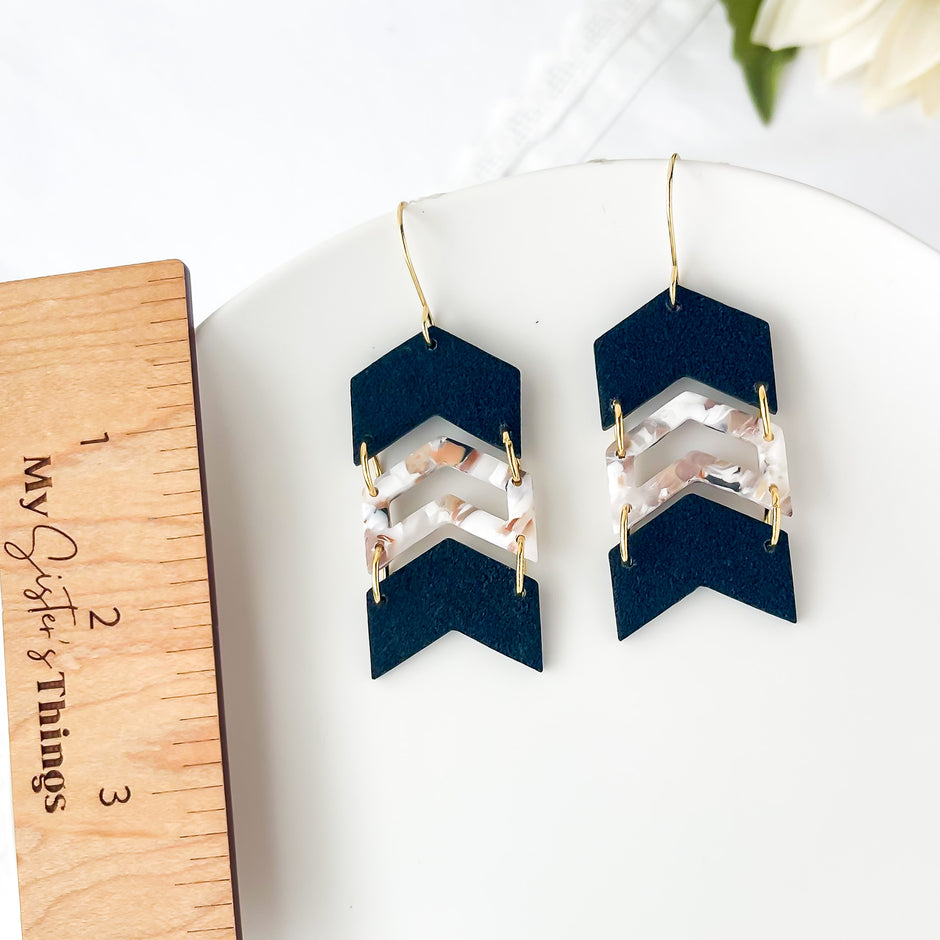 Neutral Marbled Dangle Earrings | Boho Chic Polymer Clay Jewelry | Clip-On Earrings Option