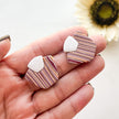 Striped Stud Earrings | Lightweight Polymer Clay Jewelry