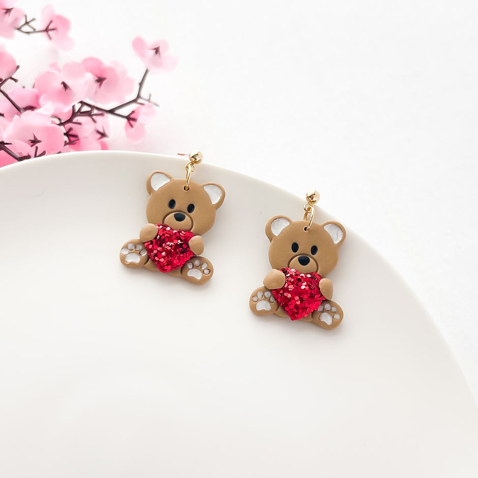 Handcrafted Edgy Teddy Bear Dangle Earrings | Unique Handmade Statement Jewelry | Boho Chic Artisan Earrings