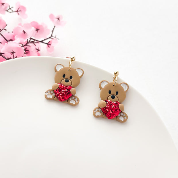Handcrafted Edgy Teddy Bear Dangle Earrings | Unique Handmade Statement Jewelry | Boho Chic Artisan Earrings