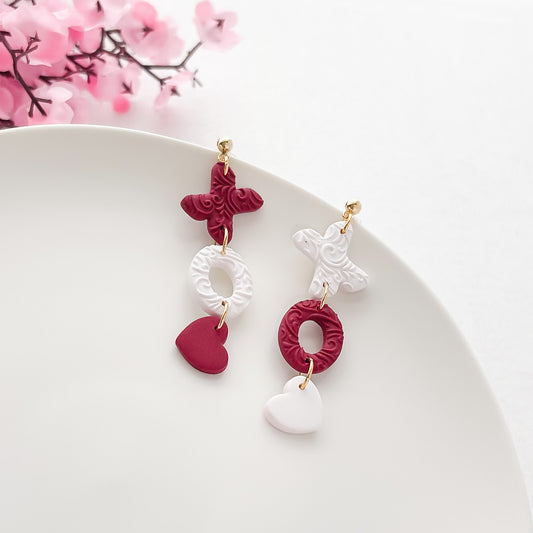 Edgy Handmade X's & O's Dangle Earrings - Unique Boho Chic Statement Jewelry
