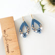 Blue Floral Dangle Earrings | Polymer Clay Lightweight Jewelry | Handmade Hypoallergenic Earrings | Clip-On Earrings Option
