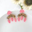 Funky Leopard in Pink Dangle Earrings | Lightweight Polymer Clay Jewelry | Clip-On Earring Options