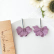 Purple Flower Statement Earrings | Lightweight Polymer Clay Jewelry | Handmade Floral Clip-On Earrings