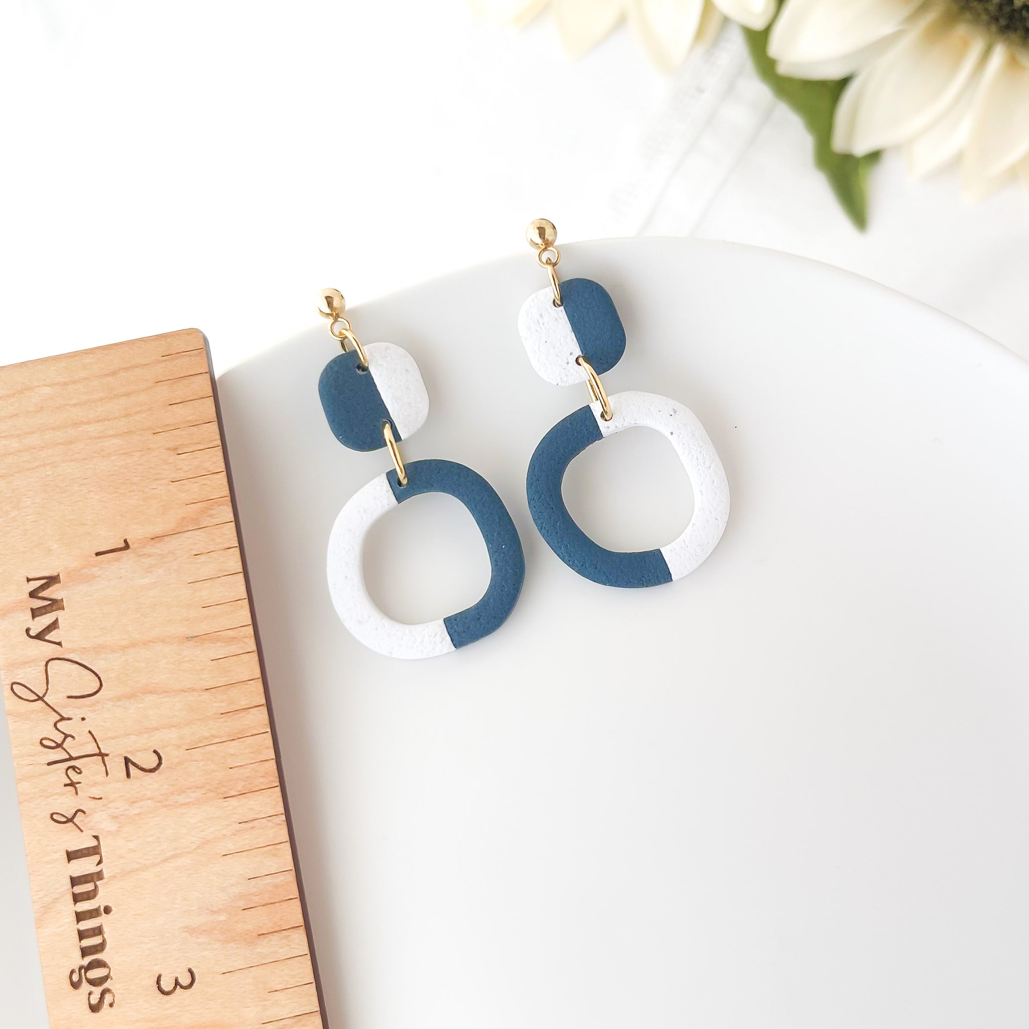 Lilly, Dangle Earrings | Hypoallergenic Polymer Clay Jewelry | Lightweight Clip-On Earrings