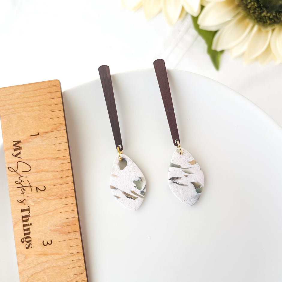 Long Dangle Earrings | Lightweight Polymer Clay Jewelry | Clip-On Earring Option