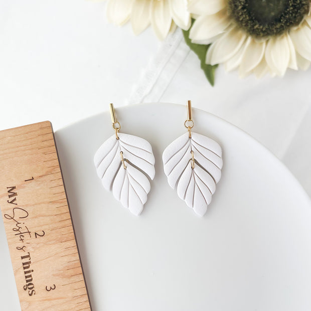 Carmen, Leaf Dangle Earrings | Lightweight Polymer Clay Jewelry | Boho Chic Clip-On Earrings Option