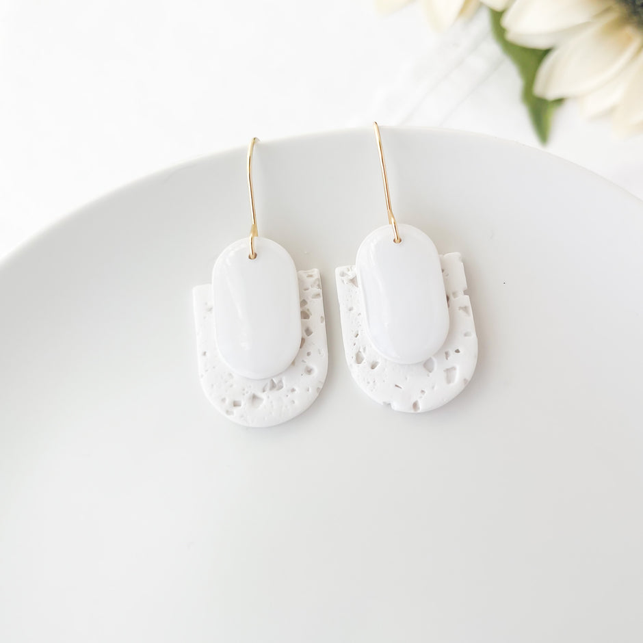 Modern Salty Dangle Earrings | Lightweight Polymer Clay Jewelry | Hypoallergenic Surgical Steel | Clip-On Option