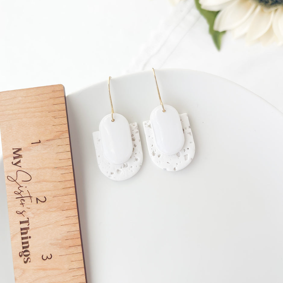 Modern Salty Dangle Earrings | Lightweight Polymer Clay Jewelry | Hypoallergenic Surgical Steel | Clip-On Option