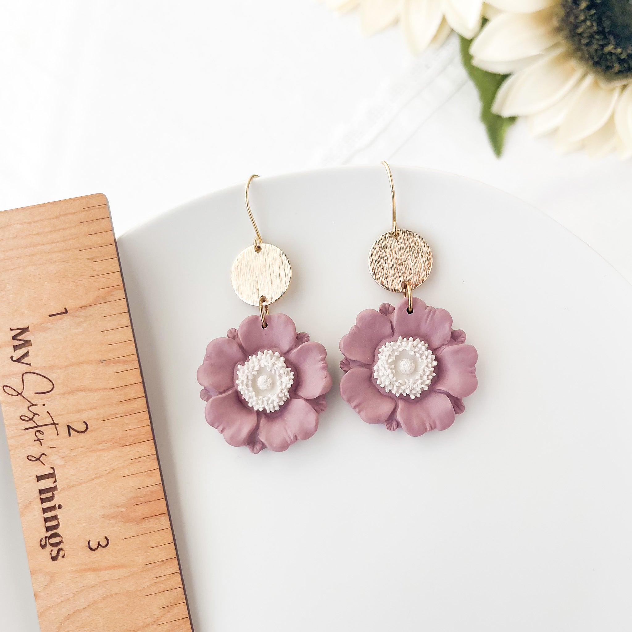 Millie | Floral Handmade Statement Earrings | Unique Polymer Clay Dangle Jewelry | Chic Clip-On Earrings