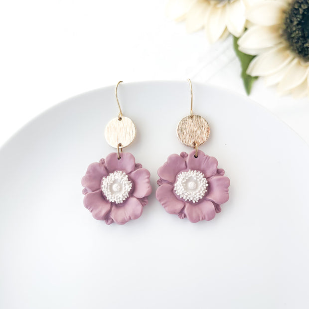 Millie | Floral Handmade Statement Earrings | Unique Polymer Clay Dangle Jewelry | Chic Clip-On Earrings