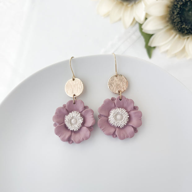 Millie | Floral Handmade Statement Earrings | Unique Polymer Clay Dangle Jewelry | Chic Clip-On Earrings