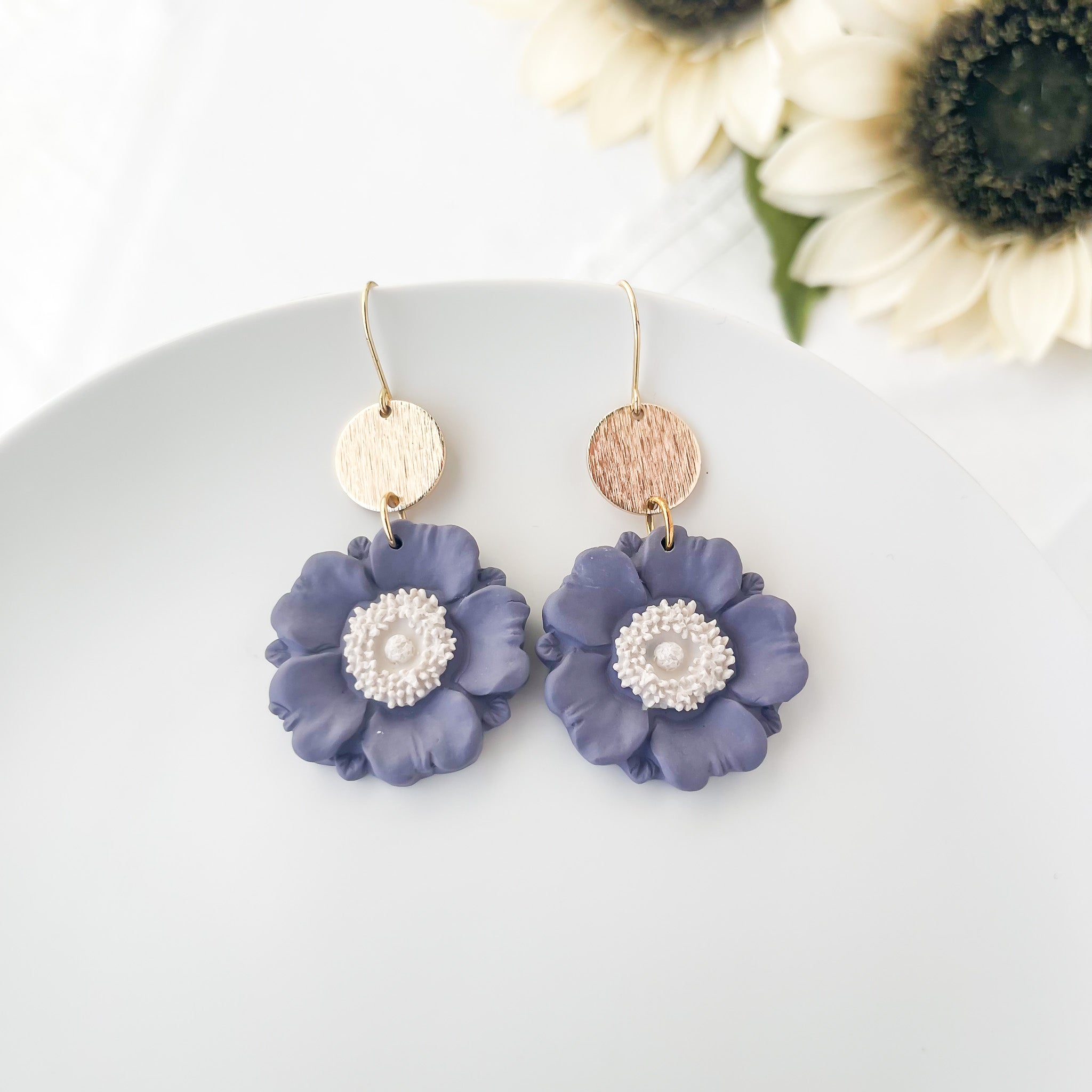 Millie | Floral Handmade Statement Earrings | Unique Polymer Clay Dangle Jewelry | Chic Clip-On Earrings