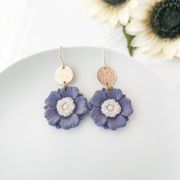 Millie | Floral Handmade Statement Earrings | Unique Polymer Clay Dangle Jewelry | Chic Clip-On Earrings