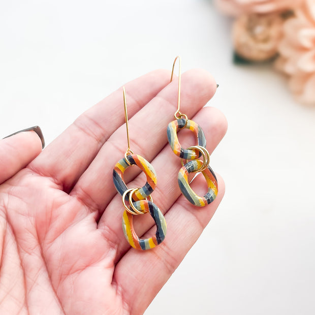 Rainnbow Dangle Earrings | Lightweight Polymer Clay Jewelry | Clip-On Earring Option
