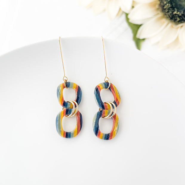 Rainnbow Dangle Earrings | Lightweight Polymer Clay Jewelry | Clip-On Earring Option