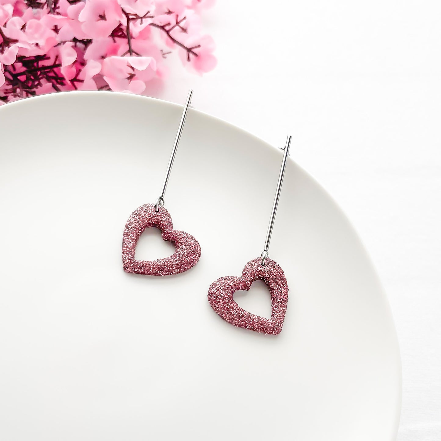Pink Heart Cut Out Dangles