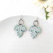 Harper | Silver Leafy Dangle Earrings | Lightweight Statement Clay Jewelry | Boho Chic Clip-On Earrings